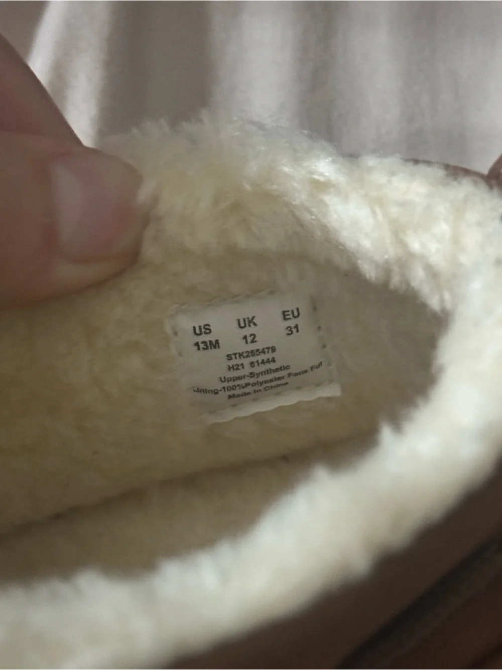 Kids Sperry Brown Leather Slip-On with Cream Shearling Lining